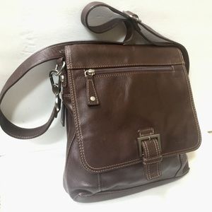 Audrey Brooke Brown Leather Cross Body Purse Bag